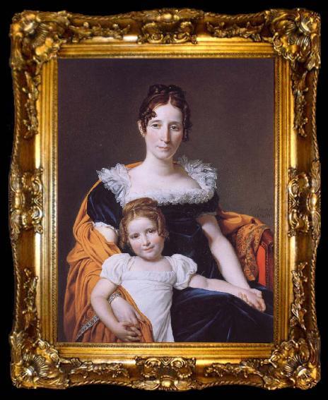 framed  Jacques-Louis David Portrait of the Vicomtesse Vilain XIV and her Daughter, ta009-2